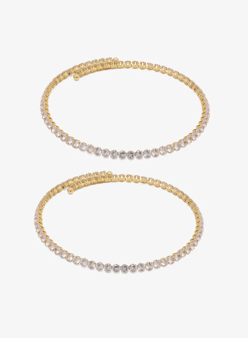 Diamonte Choker And Bracelet Set Gold